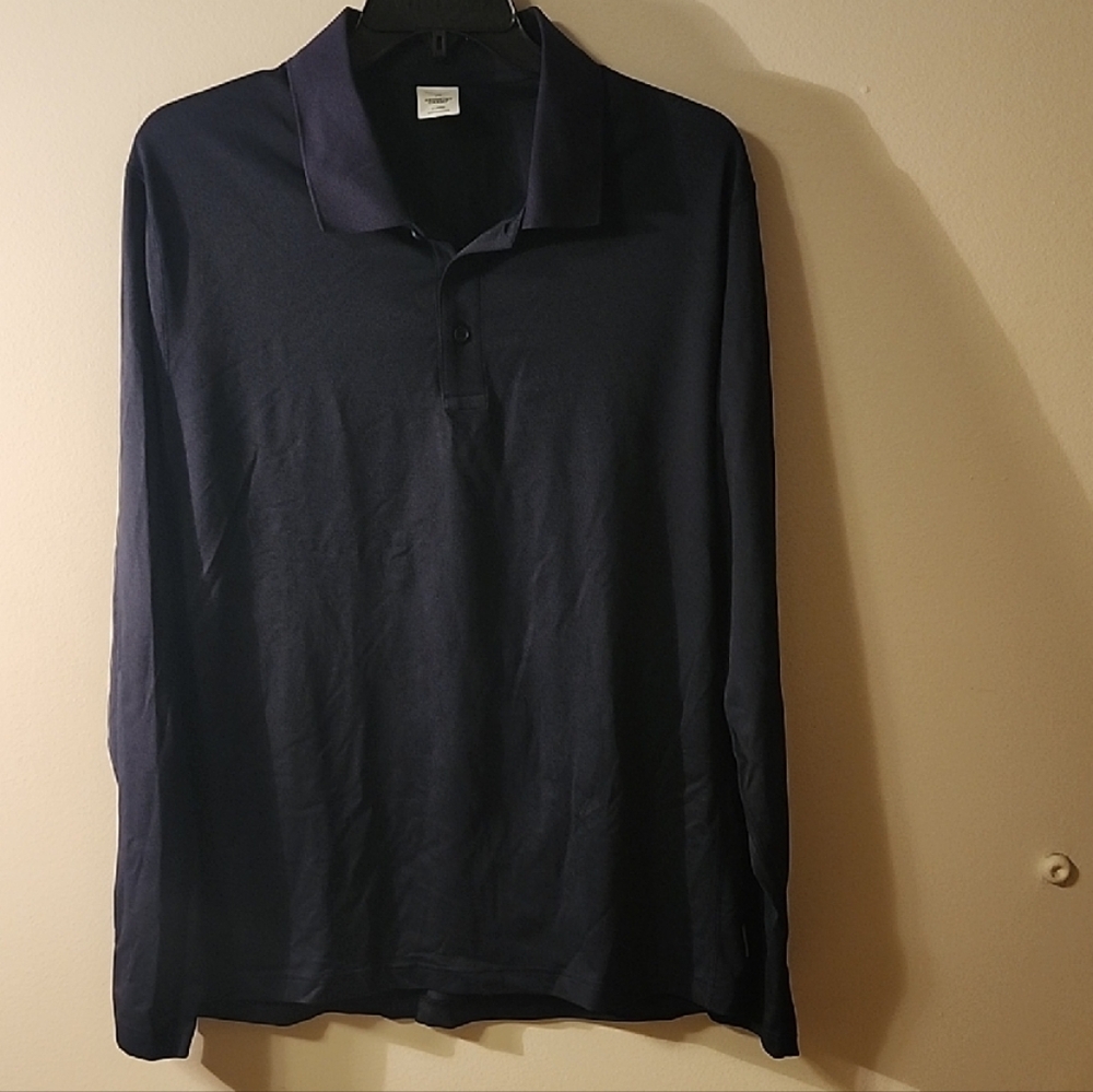 Reigning Champ Dark Blue Long Sleeve Polo